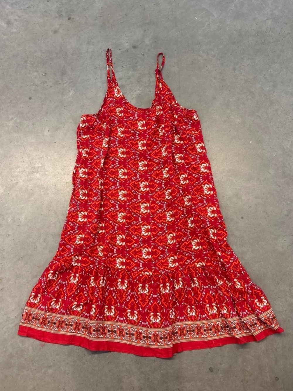 Red & white floral mini strapped dress